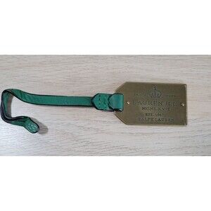 Ralph Lauren R.L. Metal Handbag Purse Hangtag Luggage Tag Leather Strap Logo
